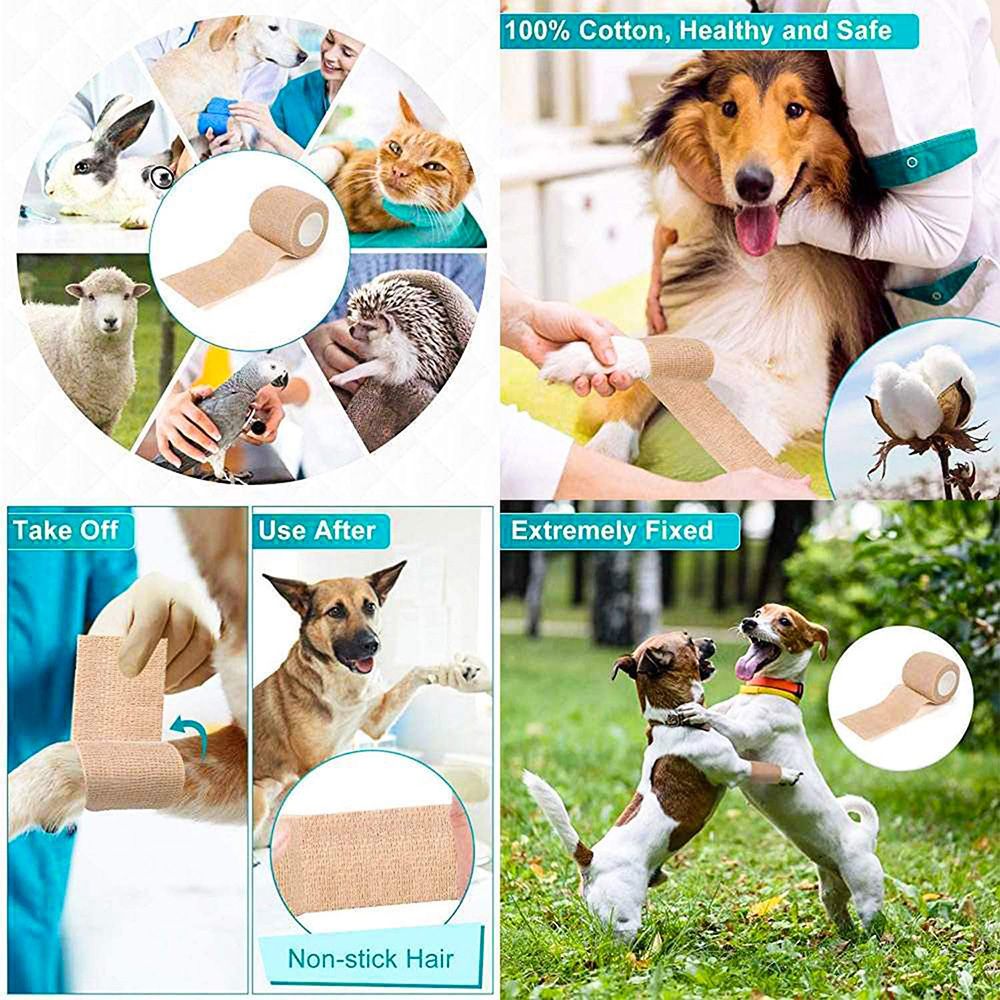 6-Rolls Self Adhesive Bandage Breathable Non Woven For Sports Injury Finger,Ankle,Knee,Toe And Pets