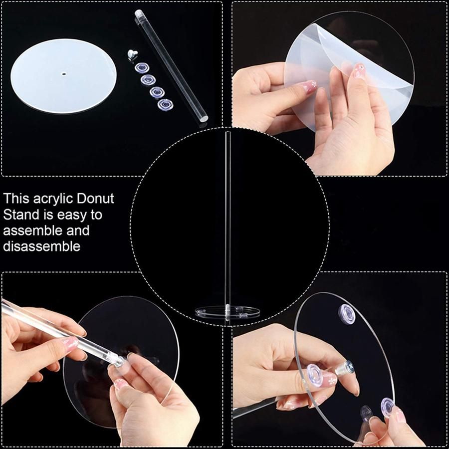2 Pieces Acrylic Donut Stands Clear Bagels 5.9 Inch Stand