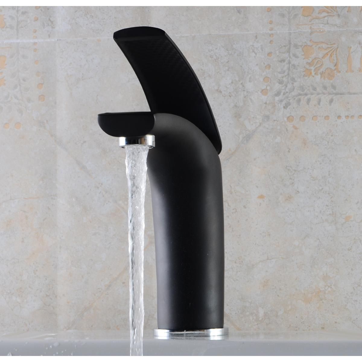 Luxury Brass Basin Sink Bathroom Faucet Single Level Kitchen Cold Hot Mixer Tap Black