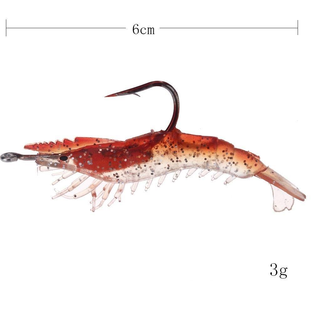 3Pcs 6cm/3g Artificial Fishing Lure Bionic Shrimp Prawn