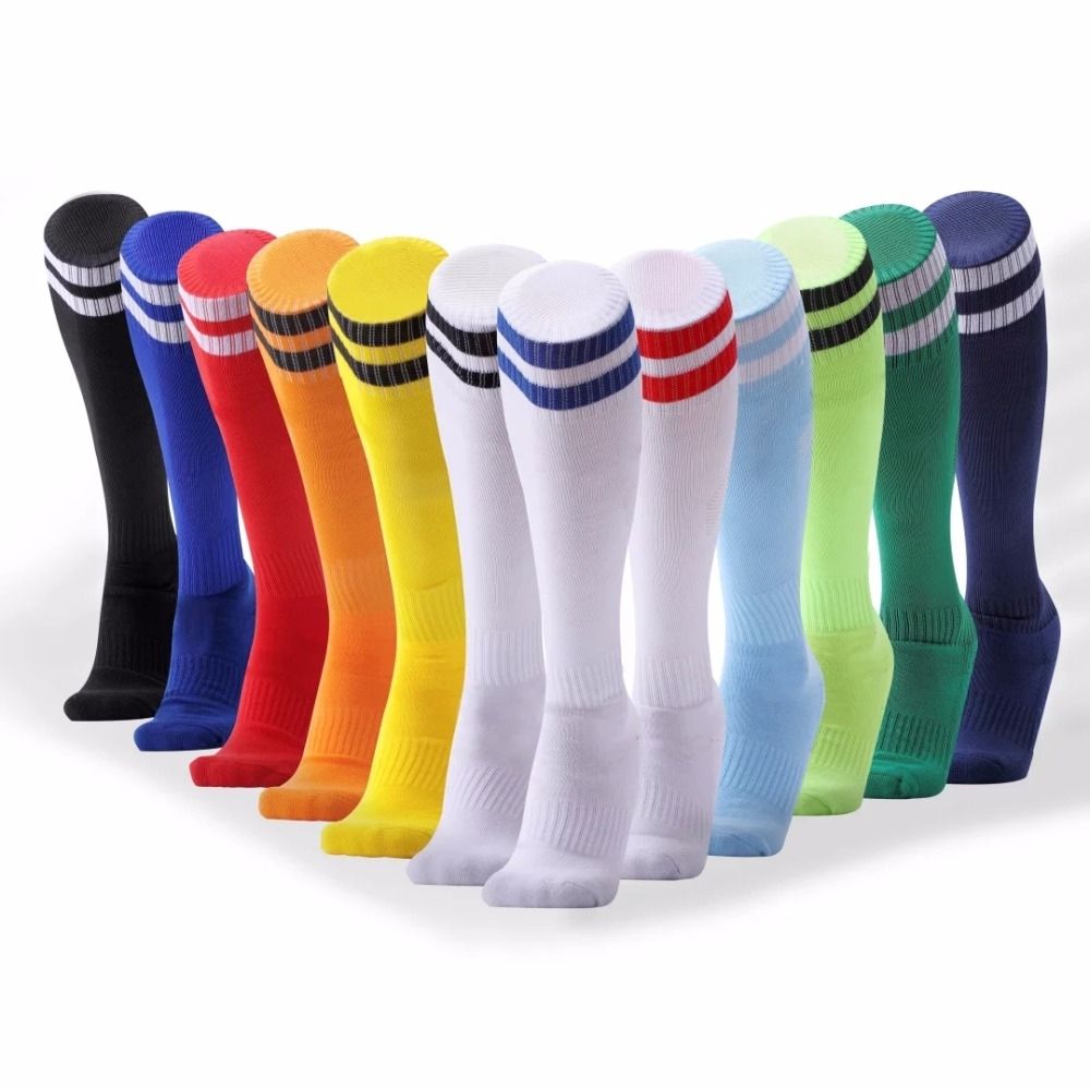 Children Football Socks Boys Soccer Sock Kid Above Knee Plain Socks Long Soccer Stockings Men Over Knee High Sock Adult Size