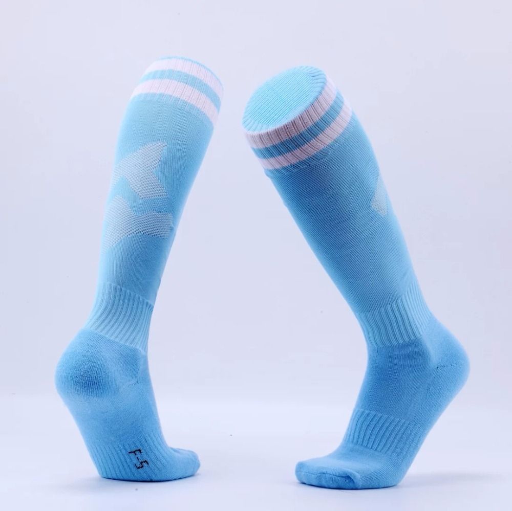Children Football Socks Boys Soccer Sock Kid Above Knee Plain Socks Long Soccer Stockings Men Over Knee High Sock Adult Size