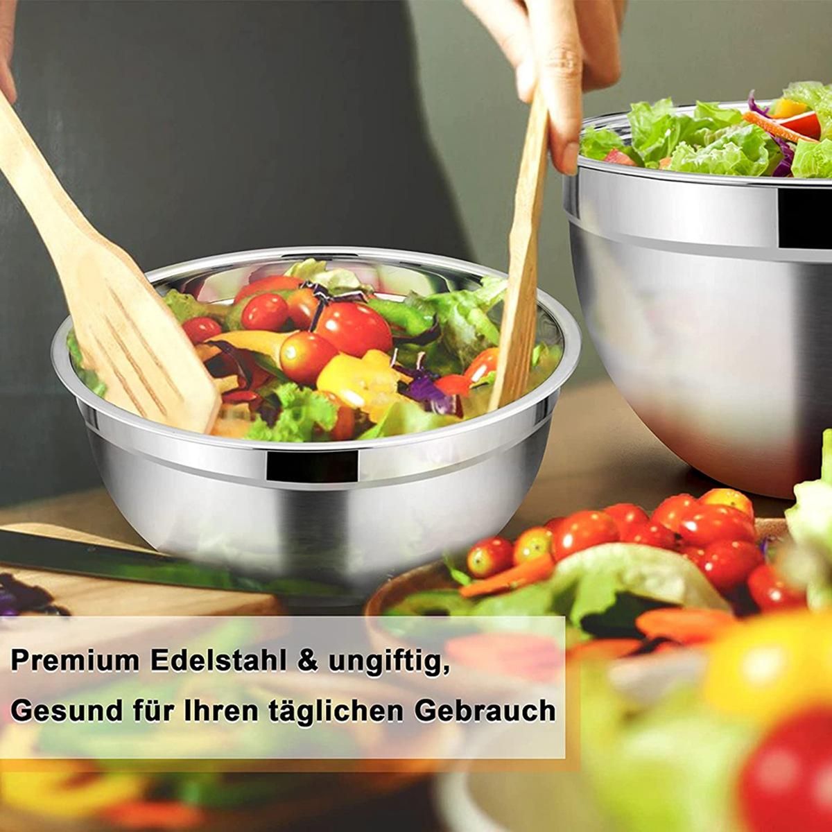 5 Pcs Mixing Bowl,Stainless Steel Salad Bowl with Airtight