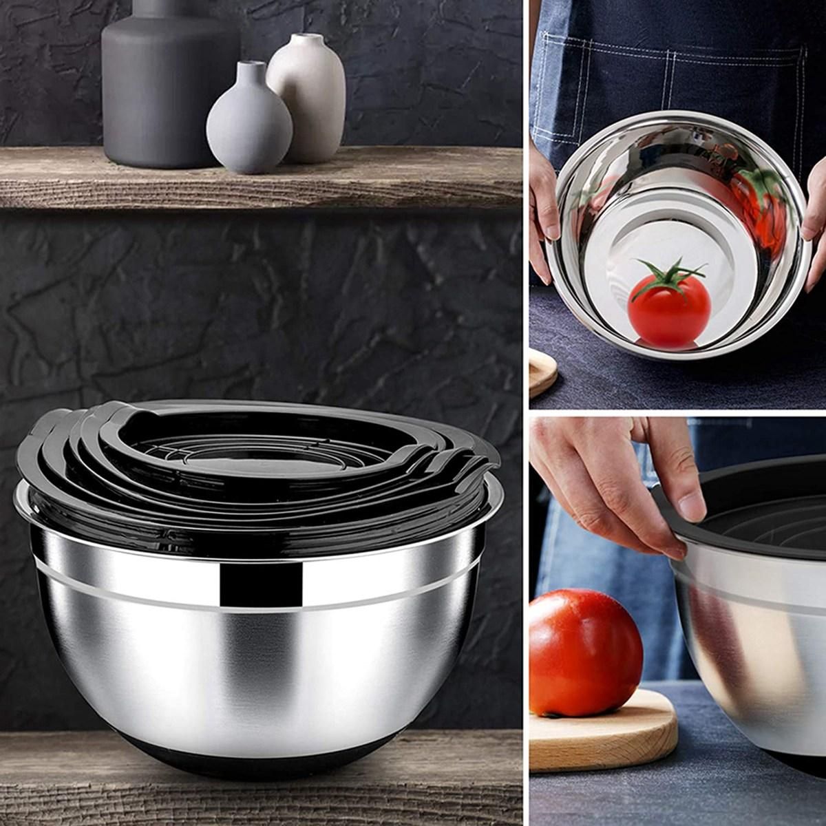 5 Pcs Mixing Bowl,Stainless Steel Salad Bowl with Airtight