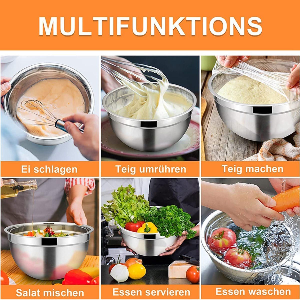5 Pcs Mixing Bowl,Stainless Steel Salad Bowl with Airtight