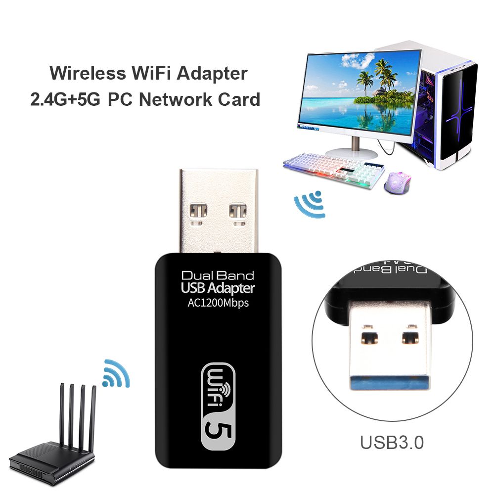 ALLOUSEED Dual Band 1200Mbps USB 3.0 Network Card Adapter