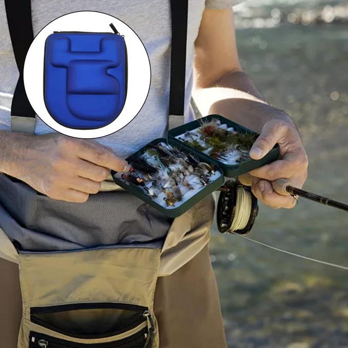 Reel Bag Pouch Waterproof Shockproof EVA Cover Blue Left