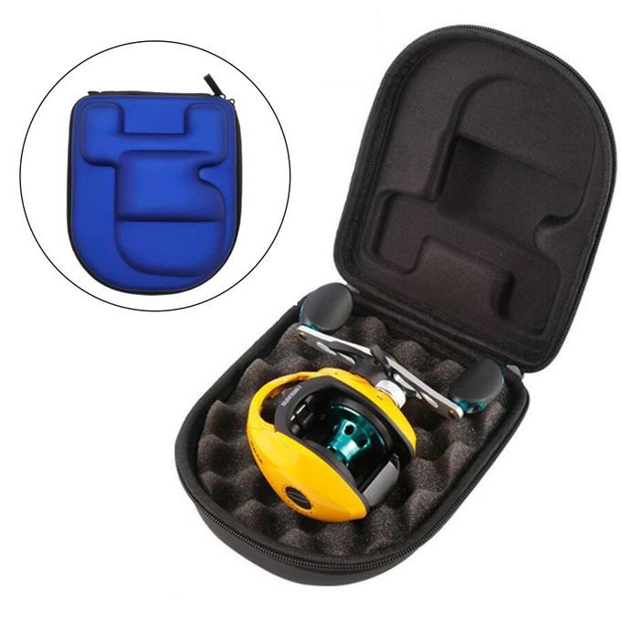 Reel Bag Pouch Waterproof Shockproof EVA Cover Blue Left