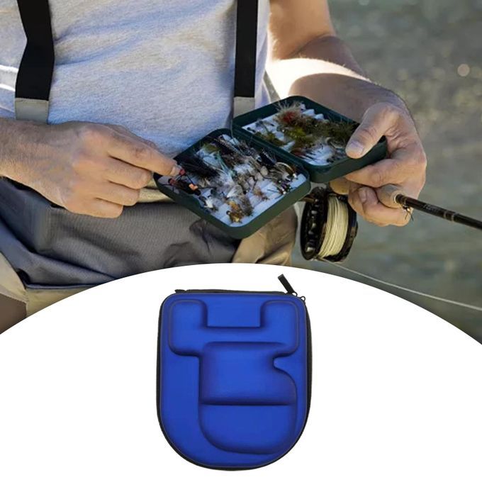 Reel Bag Pouch Waterproof Shockproof EVA Cover Blue Left