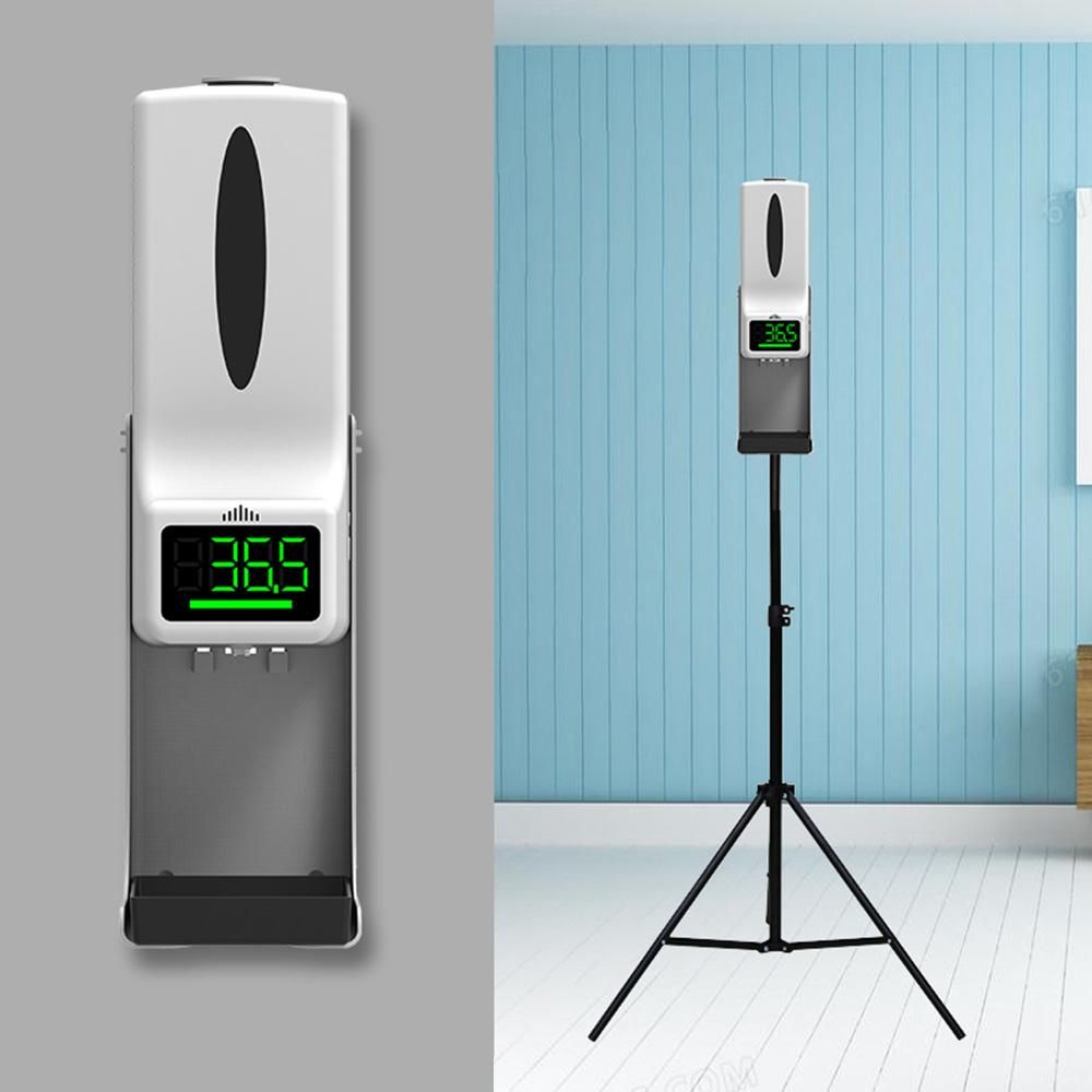 1000ml Wall Mounted Automatic Soap Dispenser Hand Sanitizer Dispenser Non-contact Infrared Thermometer with 15 Languages Voice Broadcast  °C / °F Unit Switch for Home Hotel School Office Use