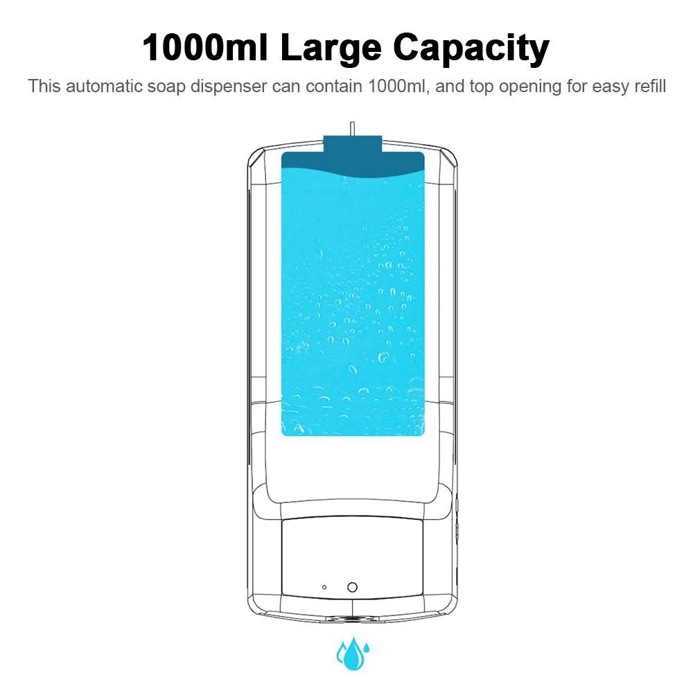 1000ml Wall Mounted Automatic Soap Dispenser Hand Sanitizer Dispenser Non-contact Infrared Thermometer with 15 Languages Voice Broadcast  °C / °F Unit Switch for Home Hotel School Office Use