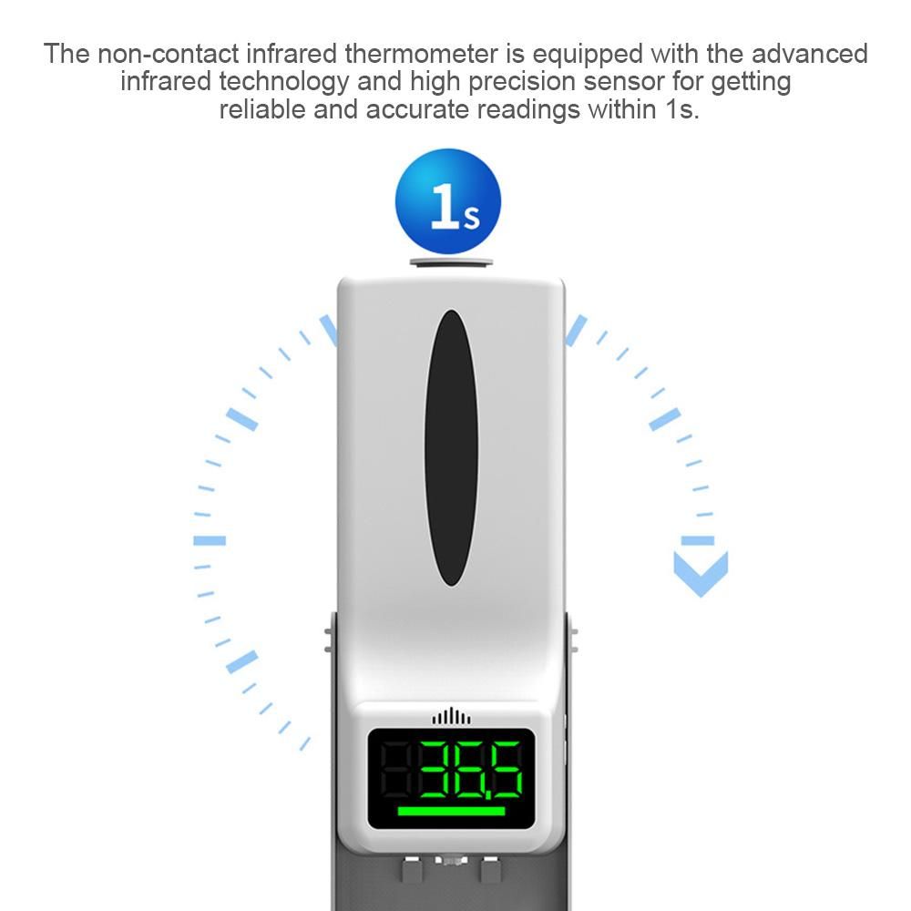 1000ml Wall Mounted Automatic Soap Dispenser Hand Sanitizer Dispenser Non-contact Infrared Thermometer with 15 Languages Voice Broadcast  °C / °F Unit Switch for Home Hotel School Office Use