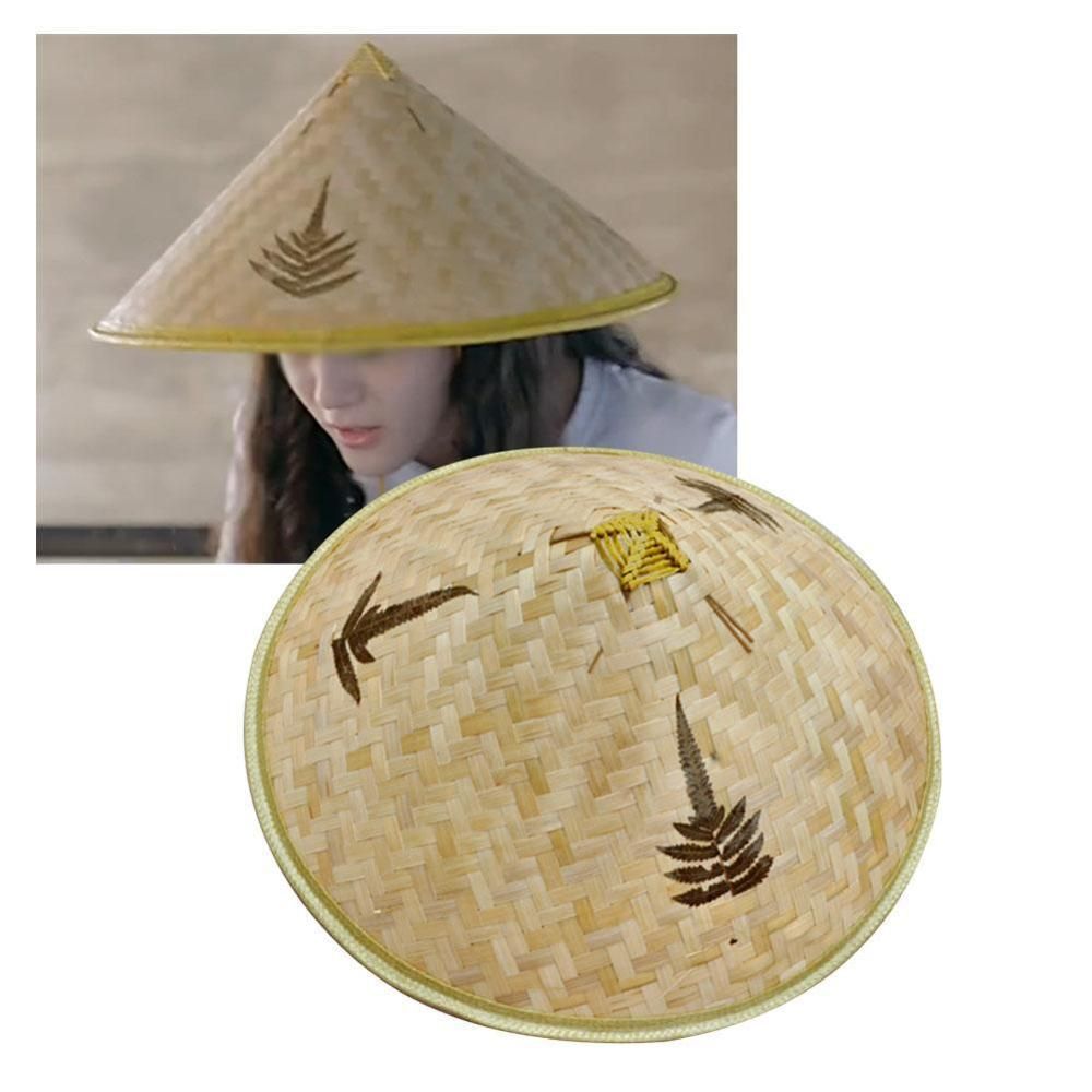 Chinese Retro Bamboo Rattan Fisherman Hat Handmade Weave Straw Bucket Hat Tourism Rain Dance Props Cone Fishing Sunshade Hat As Shown