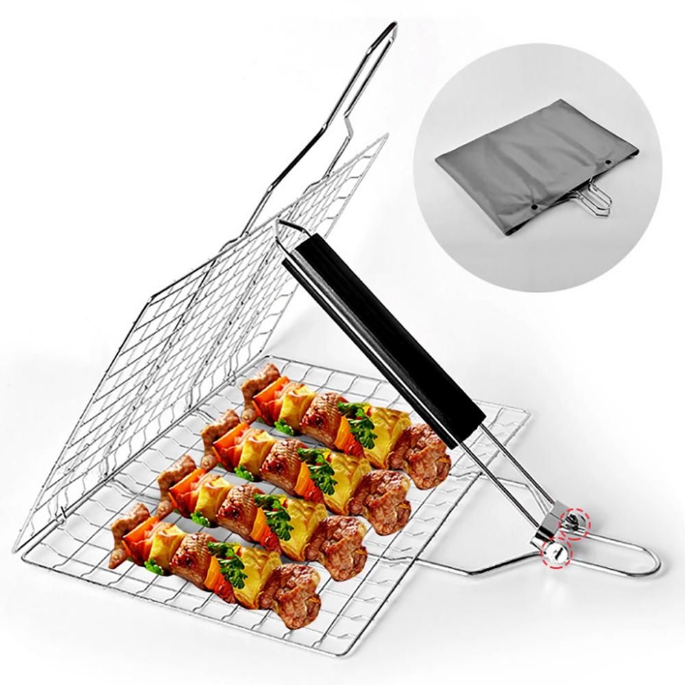 BBQ Fish Mesh Grill Basket Portable Barbecue Too