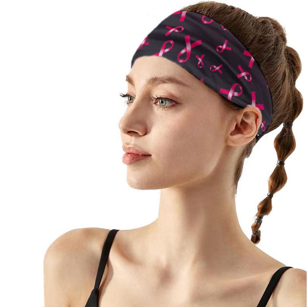 Sports Headband for Basketball Performance Womens Wide Edge Yoga Black