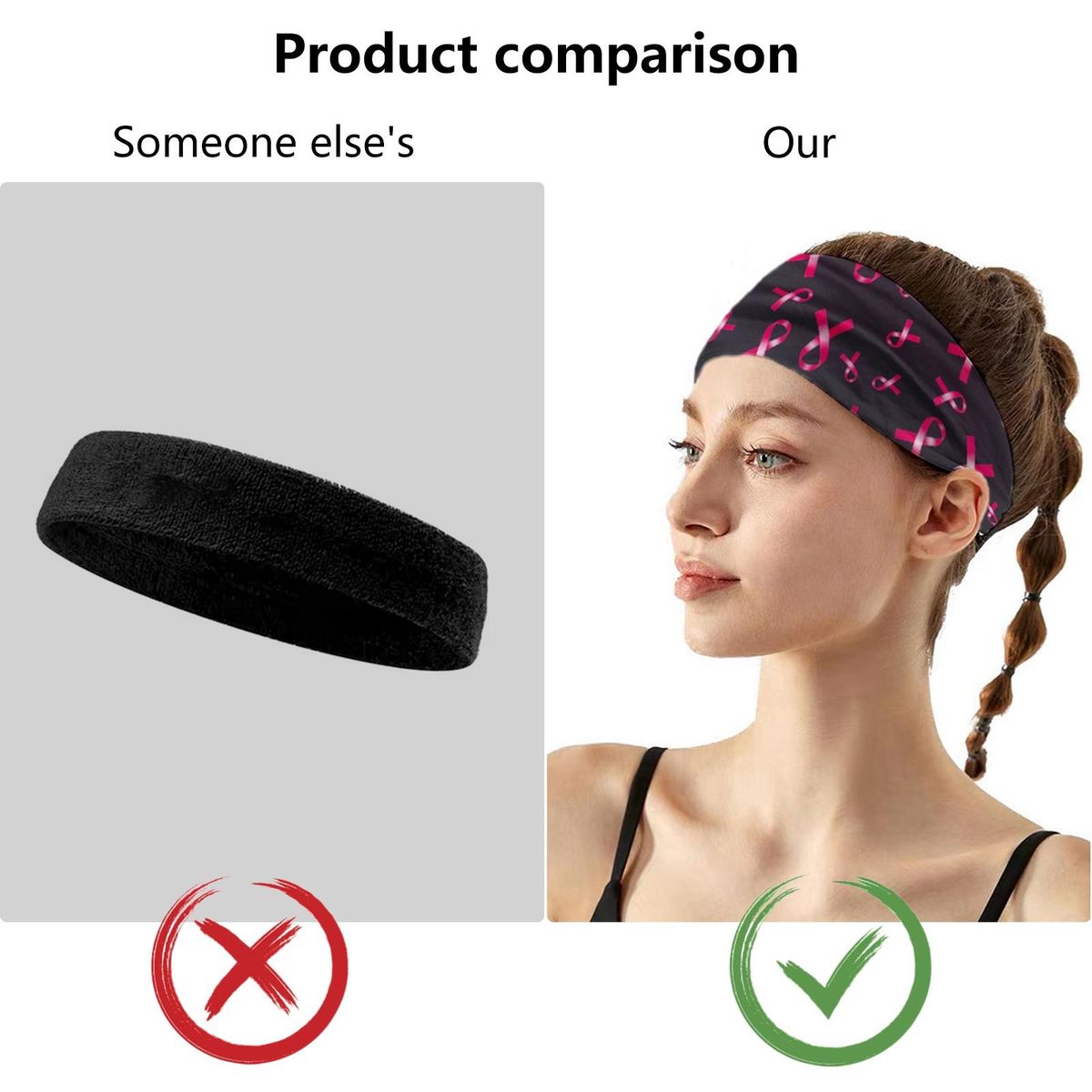 Sports Headband for Basketball Performance Womens Wide Edge Yoga Black