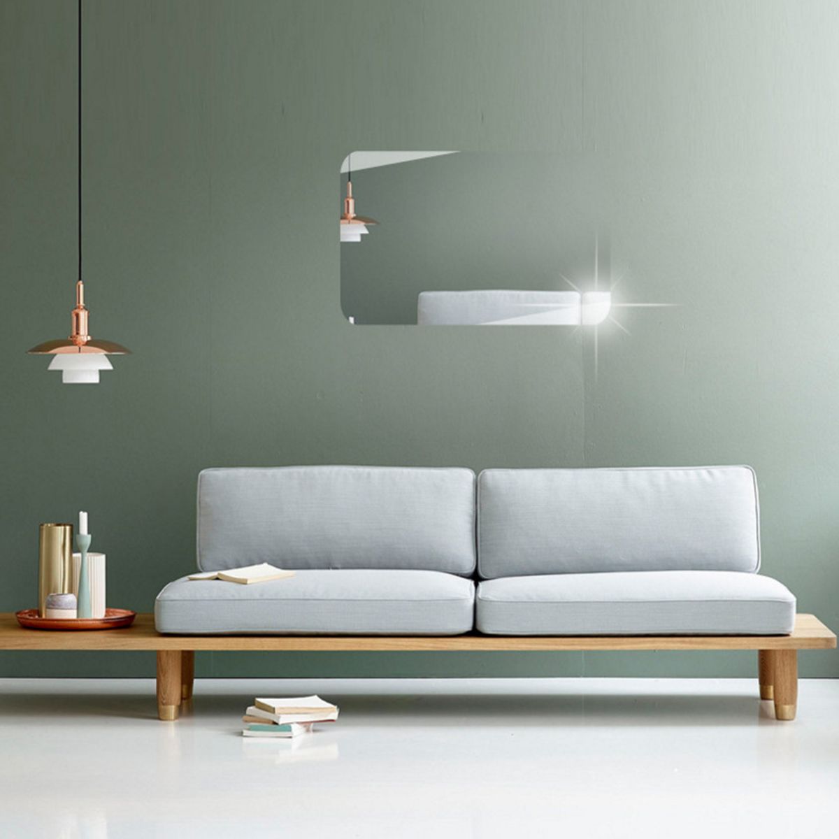 Mirror Wall Sticker Rectangle Shape Decorative Mirror