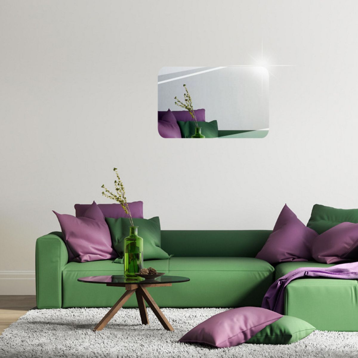 Mirror Wall Sticker Rectangle Shape Decorative Mirror