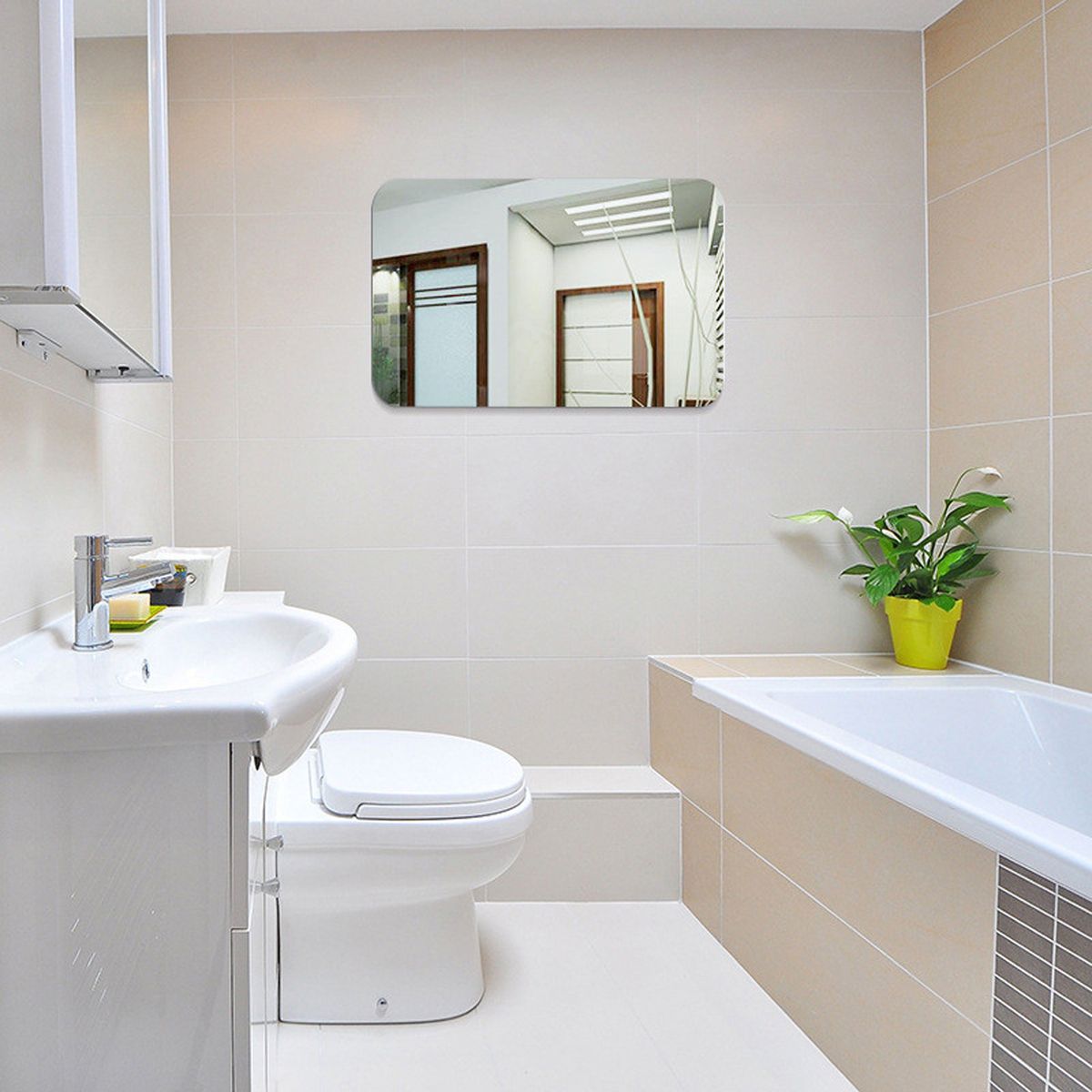 Mirror Wall Sticker Rectangle Shape Decorative Mirror