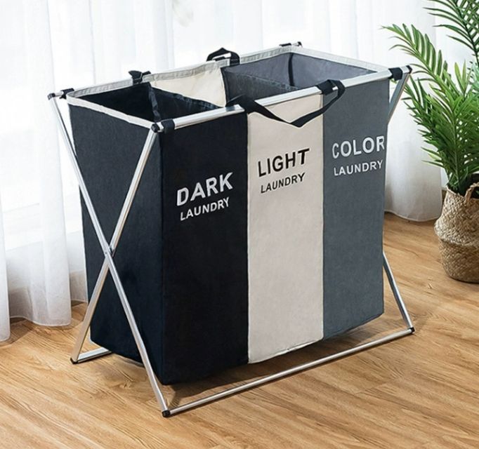 Unique Laundry Bag 3 Sections For Dark And Light Laundry