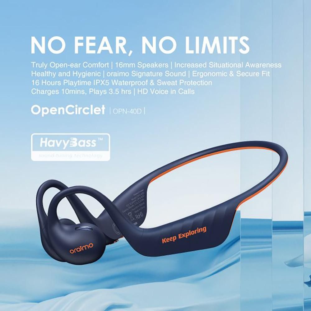 Oraimo OpenCirclet IPX5 Ergonomic Secure Fit Long Playtime Open-ear BT Headphones