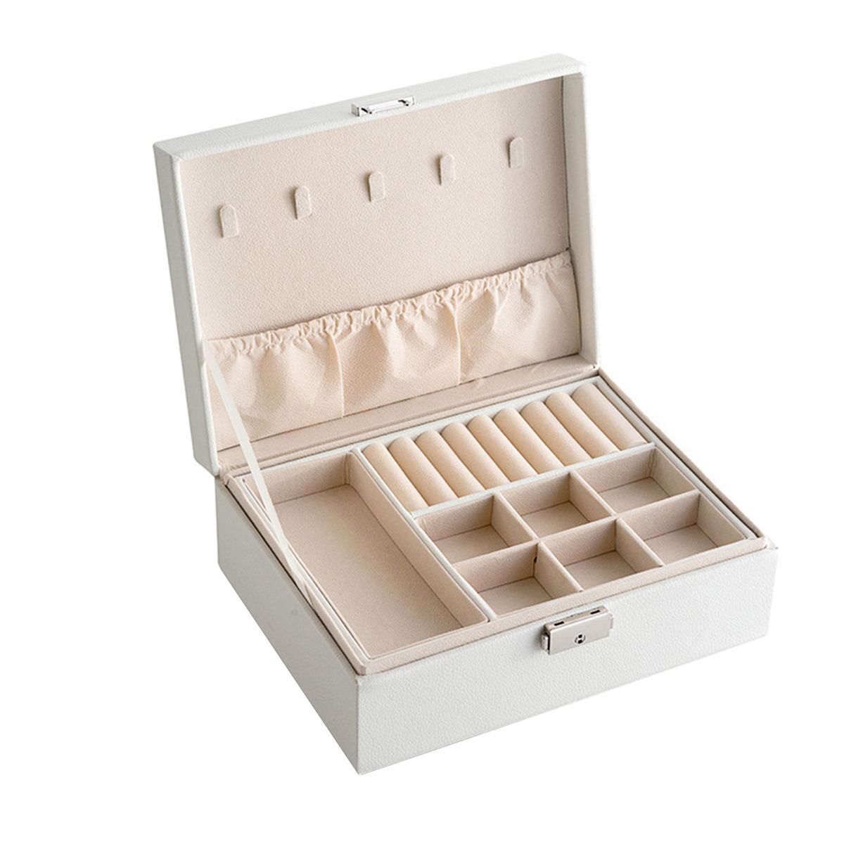 Jewelry Box Necklace Earring Ring Storage Organizer Double