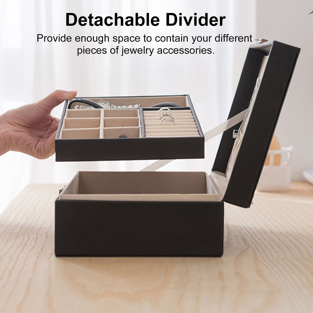 Jewelry Box Necklace Earring Ring Storage Organizer Double