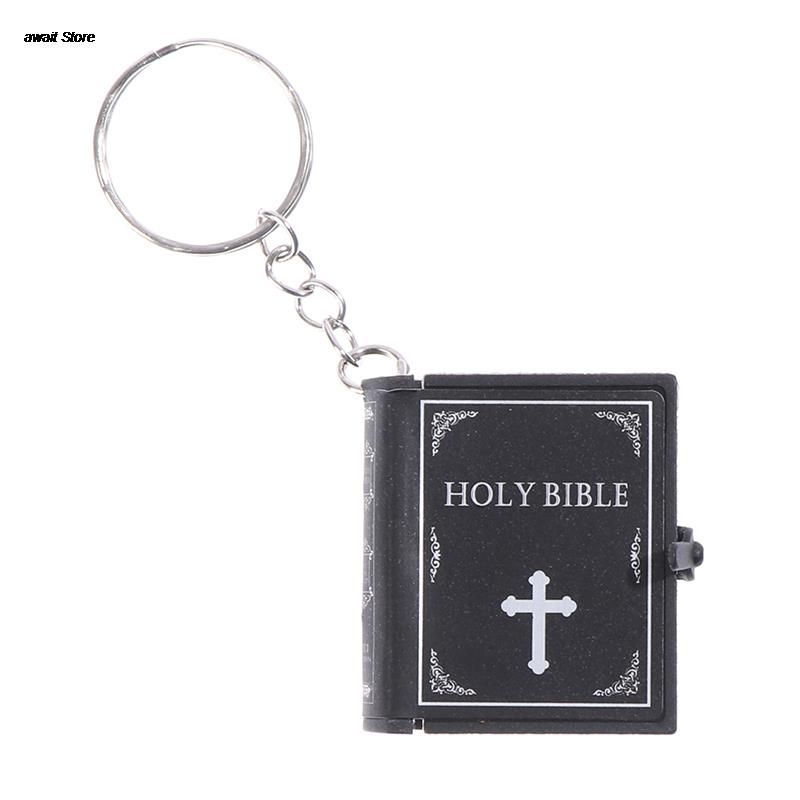1Pc Mini Holy Bible Keychain English Religious Miniature