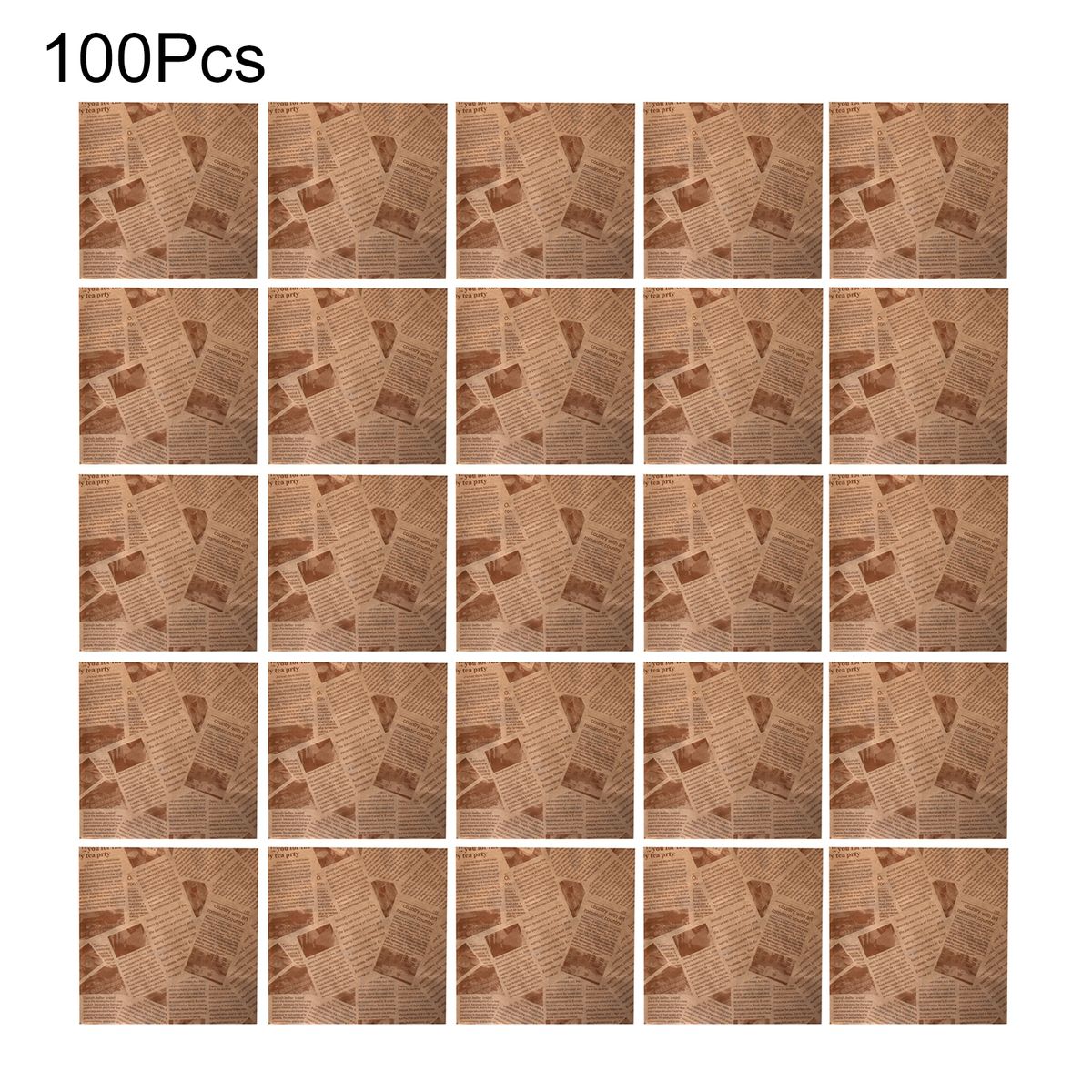 100Pcs Tray Liner Bread Burger Sandwich Wrapper Brown