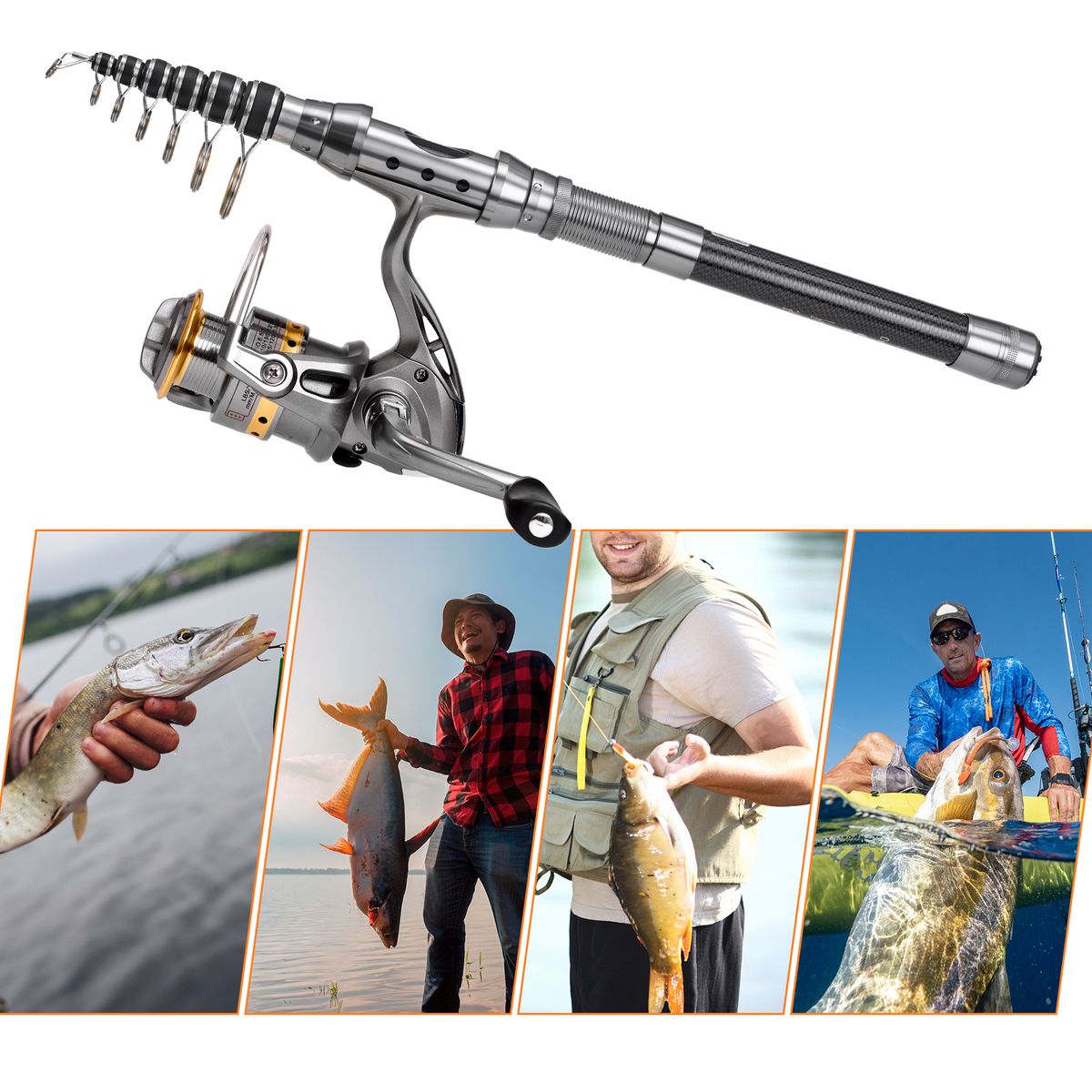 Fishing Pole Combo Set 2PCS Rod And Reel Telescopic Fishing