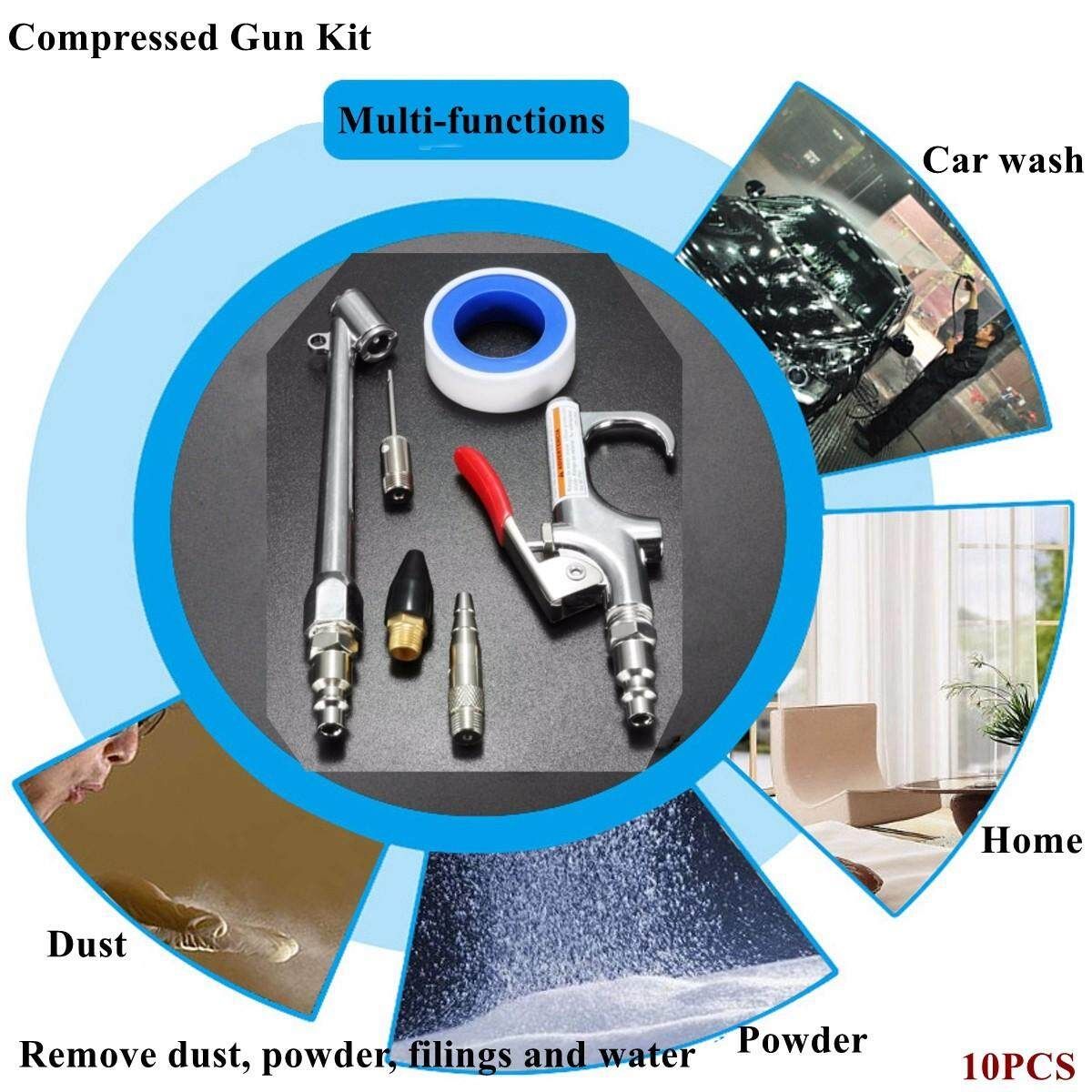 10pc Compressor Air Duster Compressed Nozzle Blow Tool Cleaning Kit Blower Tool
