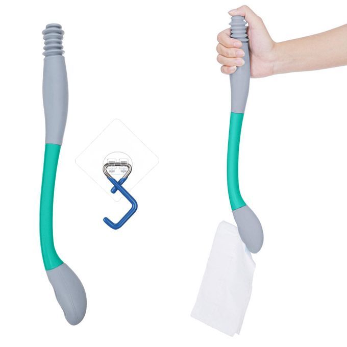 380mm Bottom Toilet Self Wipe Aids Handled Tissue Grey Blue And Hook