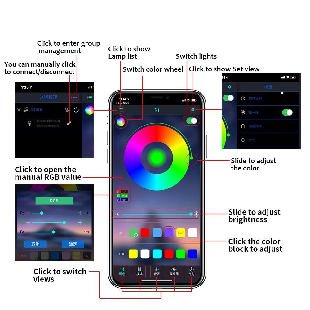 9/10/14 In 1 RGB Ambient Light Kit Car Interior Decoration Neon Light Strip With App Sound Control For Car USB LED Light Bar 12V