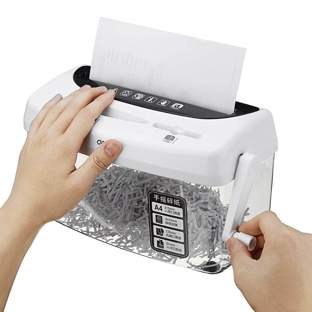 Deli Portable A4/A5/A6 Paper Hand Operated Strip Document Paper Shredder Black