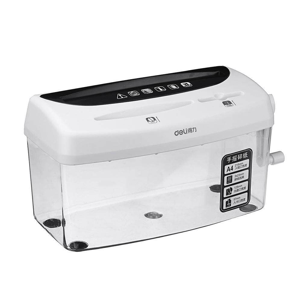 Deli Portable A4/A5/A6 Paper Hand Operated Strip Document Paper Shredder Black