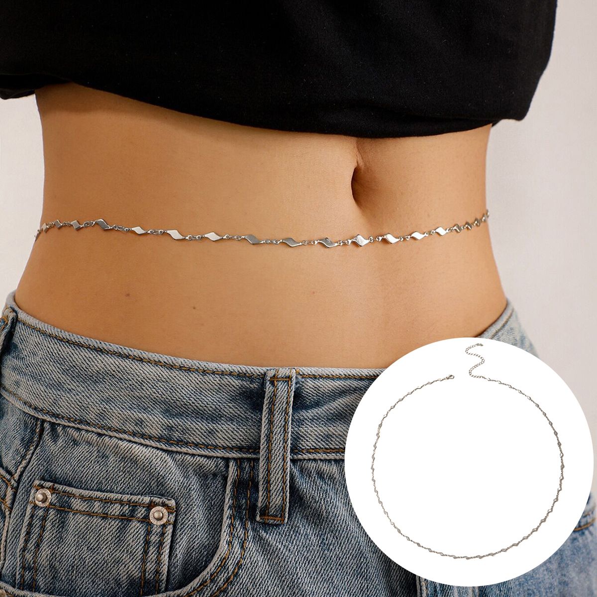 Waist Strap Chain Leaf Shape Adjustable Waist Strap B