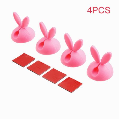 4p S Rabbit Ears Fixer Data Line Desktop Finishing  Onvenient Fixing   -pink