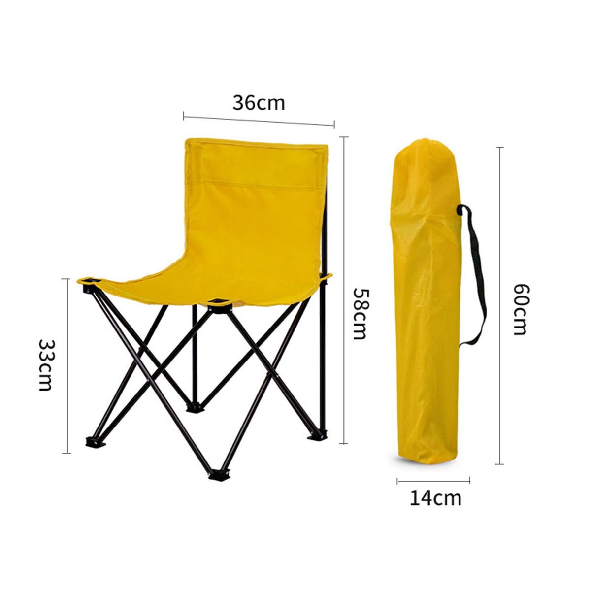 Outdoor Chair Camping Leisure Portable Folding Chair Yellow