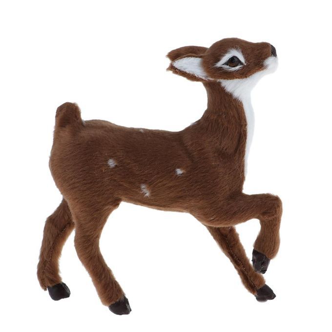 Christmas Deer Miniatures Plush Elk Ornaments Dark Brown Female Stand