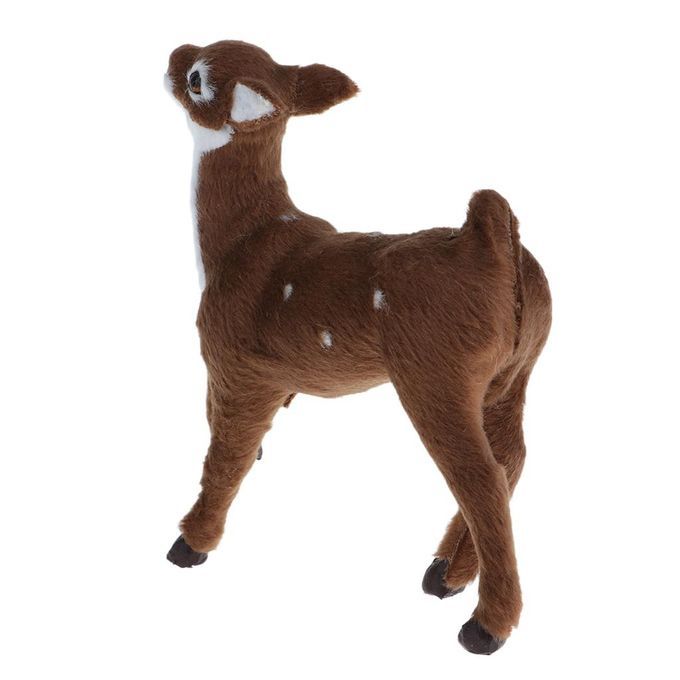 Christmas Deer Miniatures Plush Elk Ornaments Dark Brown Female Stand