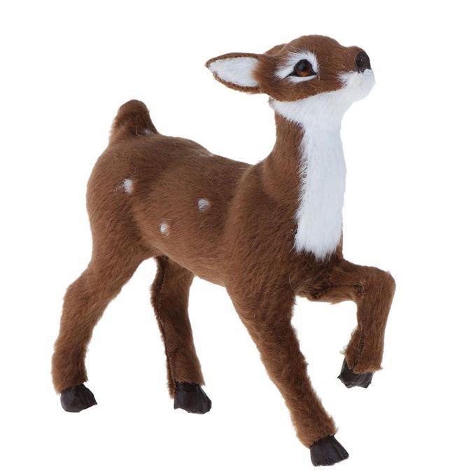 Christmas Deer Miniatures Plush Elk Ornaments Dark Brown Female Stand