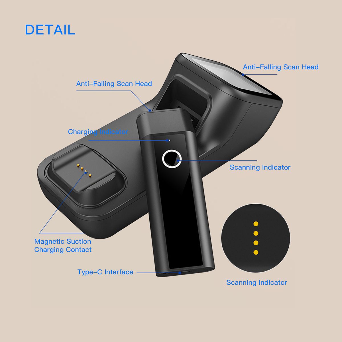 3-in-1 Barcode Scanner Handheld 1D/2D/QR Bar Code Reader