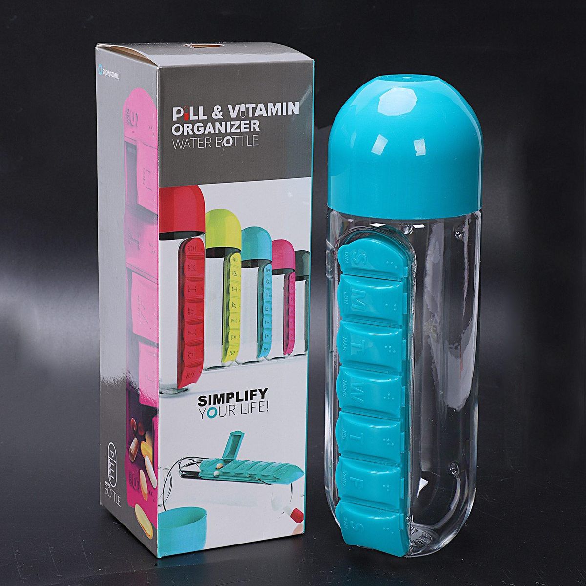 Plastic Water Combine Daily Pill Boxes 600Mlblue
