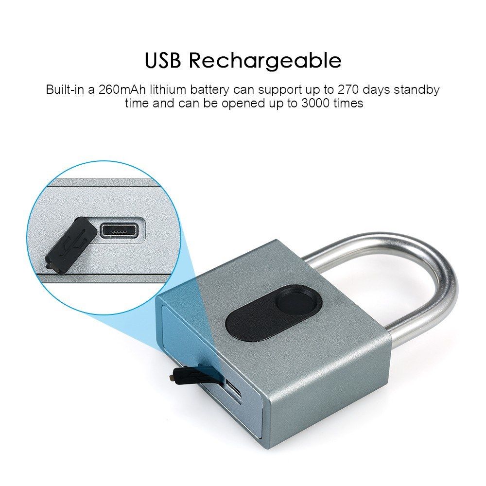 Smart Fingerprint Lock USB Rechargeable Keyless 20 Sets