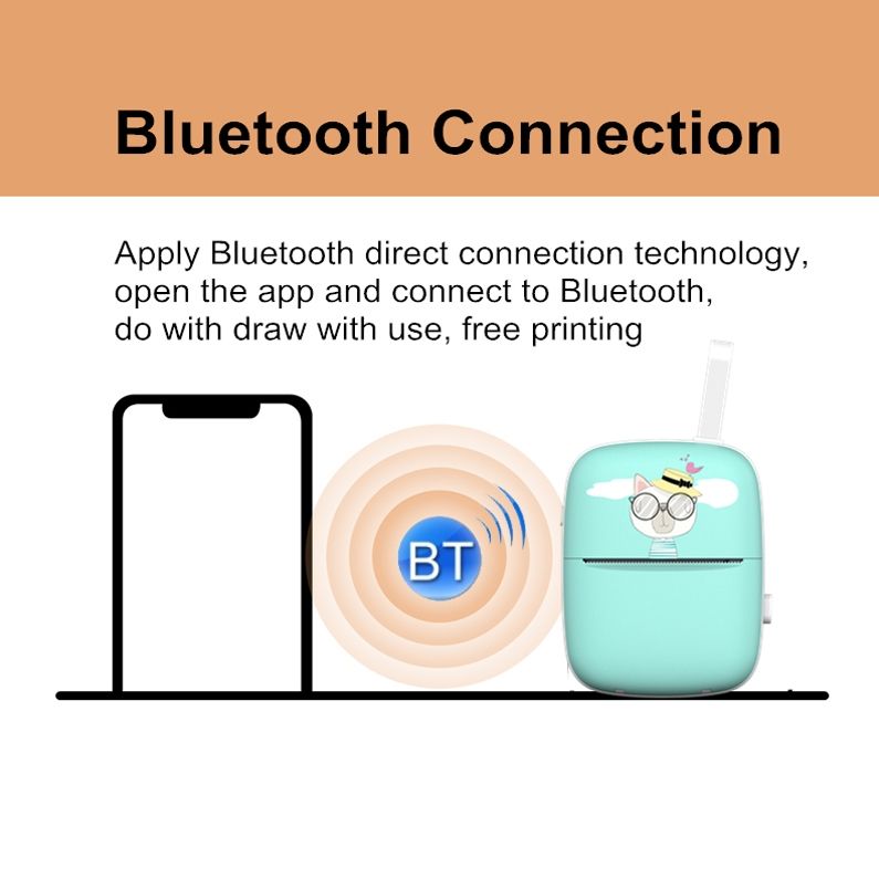 Portable Mini Thermal Printer Bluetooth Mobile Phone Photo Pocket Printer(English Version (Blue))