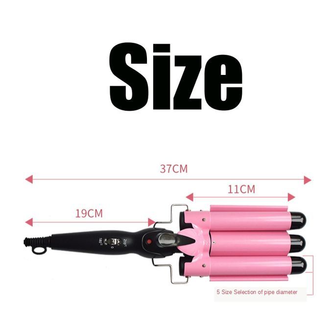 Hair Curler 3 Barrels Curler Curling Wand Pink