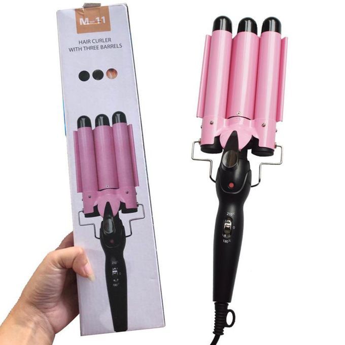 Hair Curler 3 Barrels Curler Curling Wand Pink