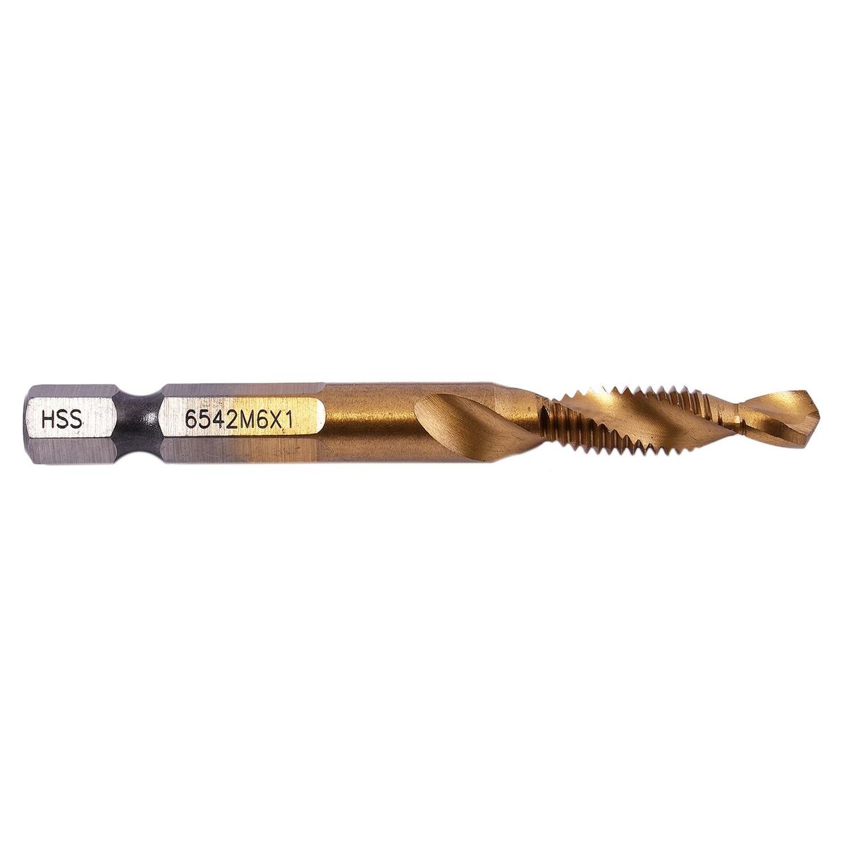 6Pcs HSS Titanium M3 - M10 Combination Hex Deburr Countersink Tap Drill Bit Set