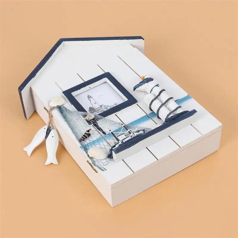 Hot Sale Mediterranean House Key Storage Holder Case Wall Mounted Wooden Storage Box