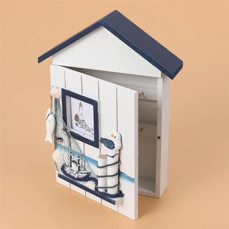 Hot Sale Mediterranean House Key Storage Holder Case Wall Mounted Wooden Storage Box
